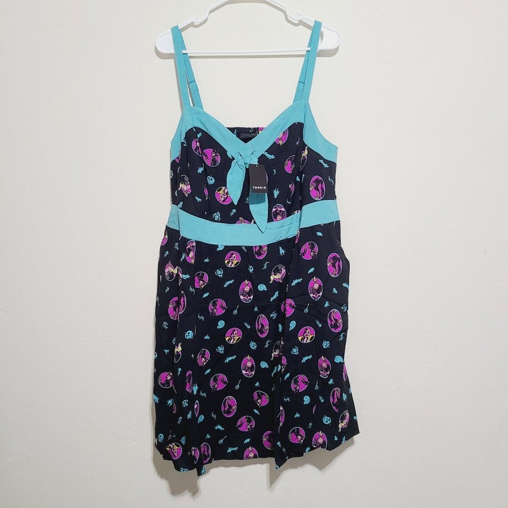 Torrid Disney Villains Sweetheart Tie Front Dress Plus Size 2X Black Purple